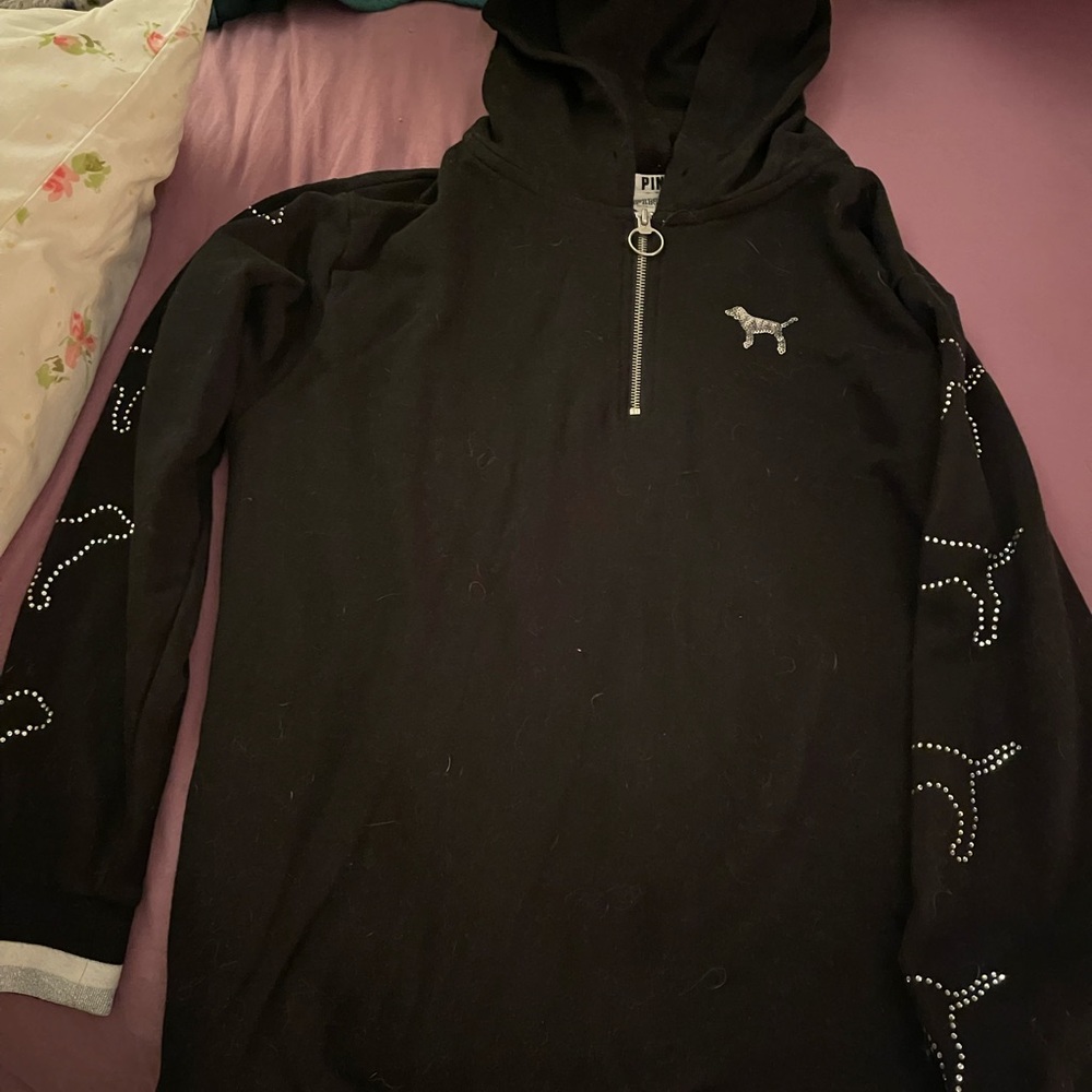 Vs pink hoodie with diamonds